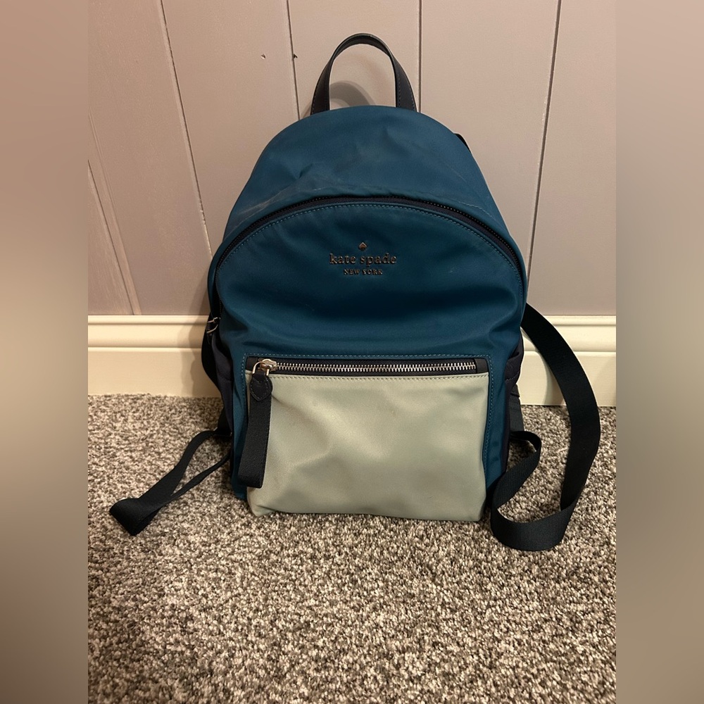 kate spade teal and light gray Nylon Backpack